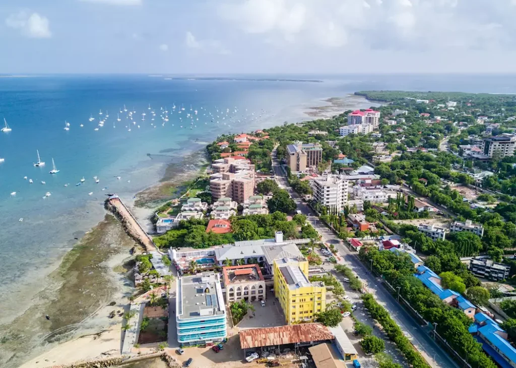 Aerial view of the Dar es Salaam coastline
